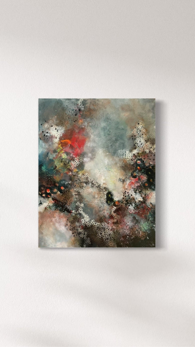 Abstract painting on a white wall